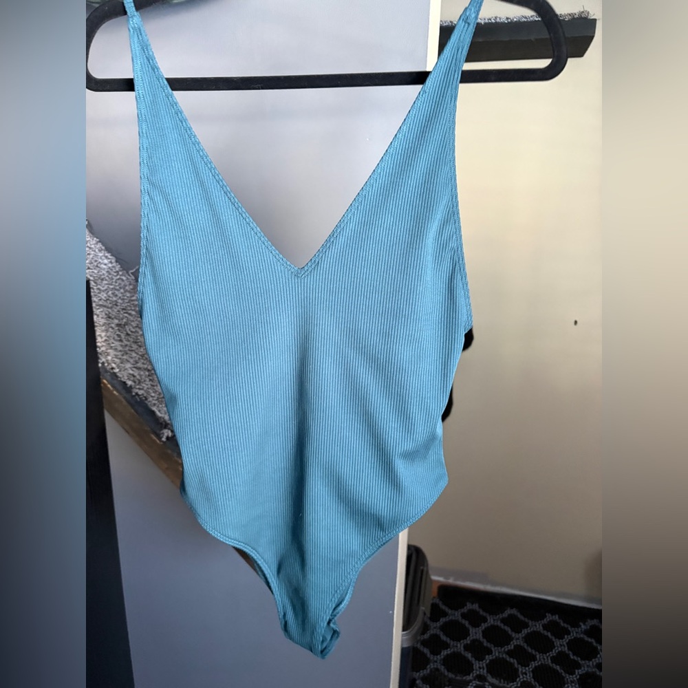 Forever 21 Blue Ribbed Bathing Suit